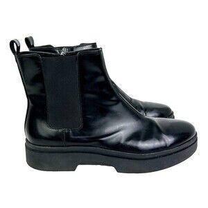 Geox Respira Myluse Ankle Boots Black Patent Leather Zip Up Chelsea Bootie EU 41